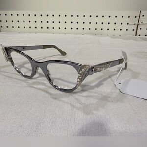 Vintage 50s Tura Gold Cat Eye Sunglasses or Eyeglasses Frame Rhinestones